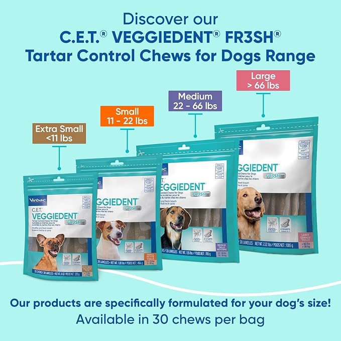 C.E.T VeggieDent Fr3sh Tartar Control Chews for Dogs 30 Count - Image 2